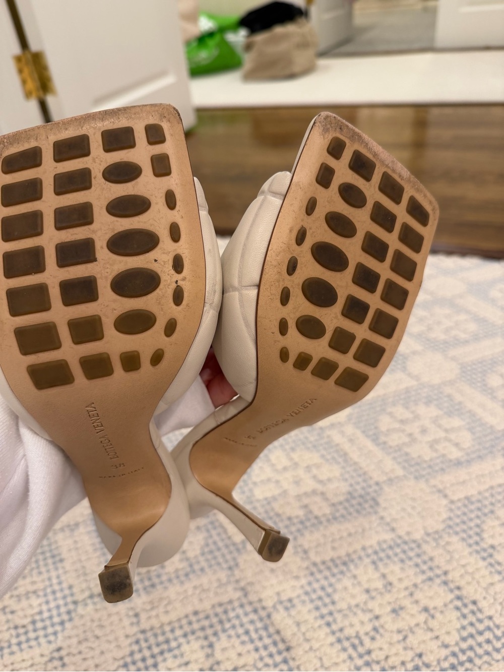 Bottega Veneta Padded Quilted Slide Mules in Off-White - Picture 5 of 5